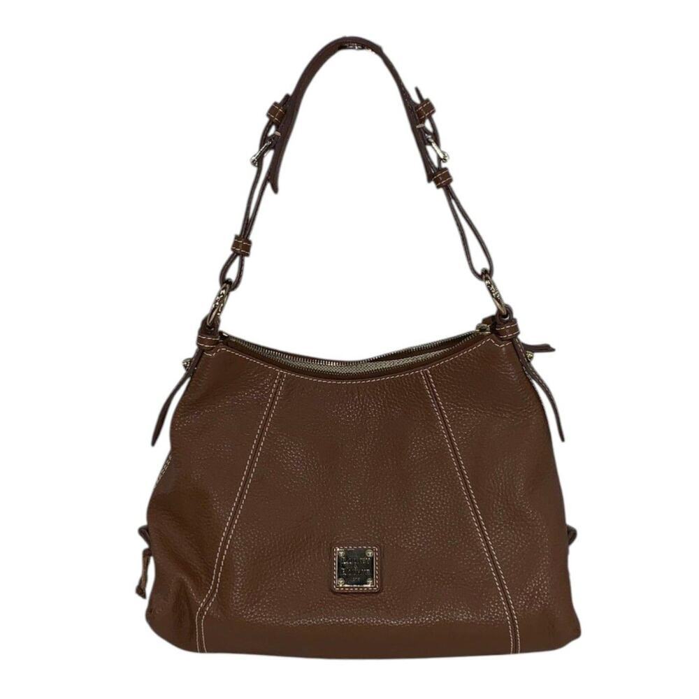 Dooney & Bourke Brown Pebbled Leather East West Slouch Hobo Shoulder Bag
